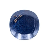 6.25" Round Ceramic Plate, Navy, Blue — Dragonfly Design