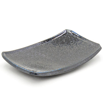 7.25" x 4.75" Rectangular Ceramic Plate, Dark Brown, Black, Blue
