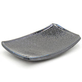 7.25" x 4.75" Rectangular Ceramic Plate, Dark Brown, Black, Blue
