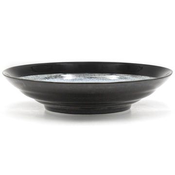 9" Ceramic Deep Plate, Black, White, Gray