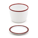Ceramic Soba Plate & Cup Set, White, Red