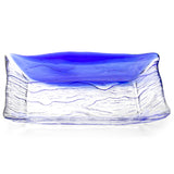 10" x 7-1/2" Rectangular Glass Plate, Clear, Blue