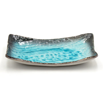 10.5" x 6.65" Rectangular Ceramic Plate, Turquoise
