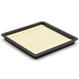 8" Square ABS Resin Soba Plate with Mat, Black, Yellow