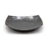 7-1/2" Square Plate, Black — Floral Design