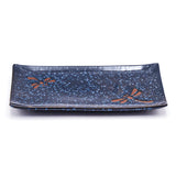 8.35" x 4.75" Rectangular Ceramic Plate, Navy, Blue — Dragonfly Design