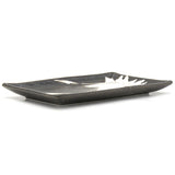 8.65" x 5" Rectangular Ceramic Sushi Plate, Black, White — Black & White Brush Stroke Design