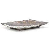 8.85" x 6" Rectangular Ceramic Plate, White, Brown, Gold