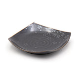 7-1/2" Square Plate, Black — Floral Design