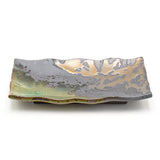 8.85" x 6" Rectangular Ceramic Plate, Brown, Green, Gold