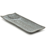 12.25" x 4.65" Rectangular Ceramic Plate, Gray