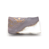 6.25" Square Ceramic Plate, White, Gold, Brown