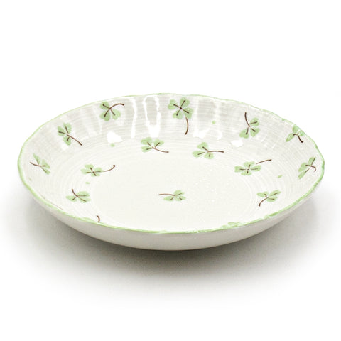 6.65" Round Ceramic Plate, White, Green — Floral Design