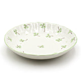 6.65" Round Ceramic Plate, White, Green — Floral Design