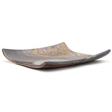 11.25" x 8.25" Rectangular Ceramic Plate, Black, Brown, Gold