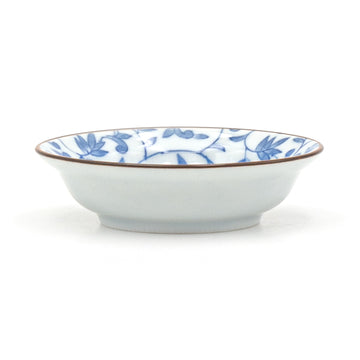 3.5" Ceramic Plate, Blue — Floral Design