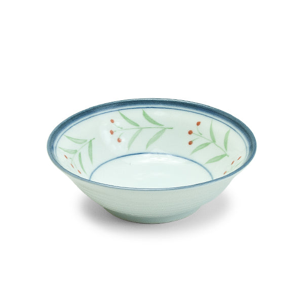 6-2/3" Round Porcelain Plate, White, Blue — Floral Design