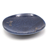 7.75" Round Ceramic Plate, Navy, Blue — Dragonfly Design