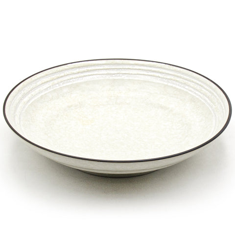 9" Square Ceramic Deep Plate, Beige, Brown — Plum Blossom Design