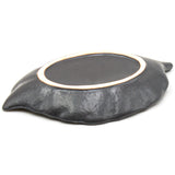 8" x 5.5" Leaf Ceramic Plate, Sapphire, Dark Brown