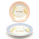 4.75" Ceramic Plate Set, Blue, Pink — Giraffe & Elephant Design