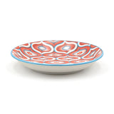 4.75" Round Ceramic Plate, Orange, Blue, White