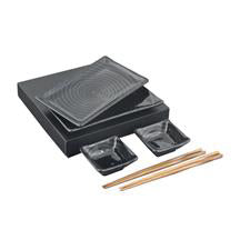 6-Piece Plate & Dish Set with Chopsticks, Black