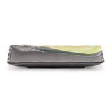 7.75" x 3.75" Rectangular Ceramic Plate, Dark Brown, Green