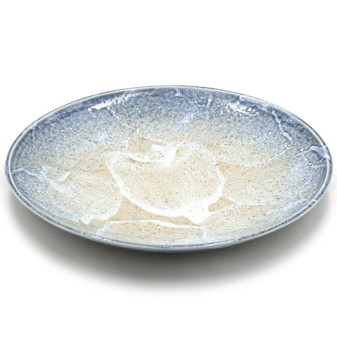 10" Round Ceramic Plate, Blue, Beige