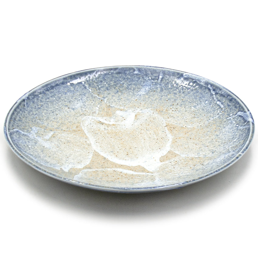 10" Round Ceramic Plate, Blue, Beige