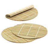 6.5" Round Bamboo 3-Piece Soba Mat Set with Bamboo Mat, Brown