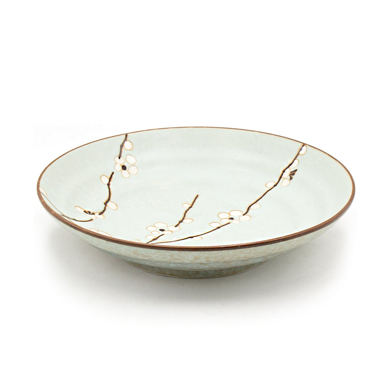 9 in Aqua Blossom Ceramic Deep Plate — Q29-BP