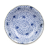 8.5" Round Ceramic Deep Plate, Blue — Floral Design