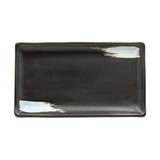 8.85" x 5" Rectangular Ceramic Sushi Plate, Black, Blue