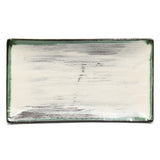 8.35" x 4.75" Rectangular Ceramic Plate, Dark Brown, White