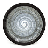 10" Round Ceramic Plate, Black, Blue, Gray