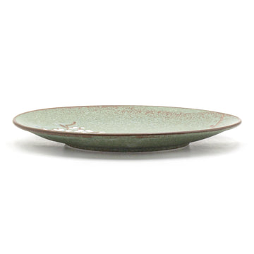 8" Round Ceramic Plate, Green, Brown — Sakura Design