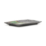 7.5" x 4.85" Rectangular Ceramic Plate, Black, Dark Brown, Green