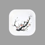 4" Square Plate, White — Plum Blossom Design