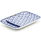 8.25" x 5.25" Ceramic Divided Plate, Blue, White