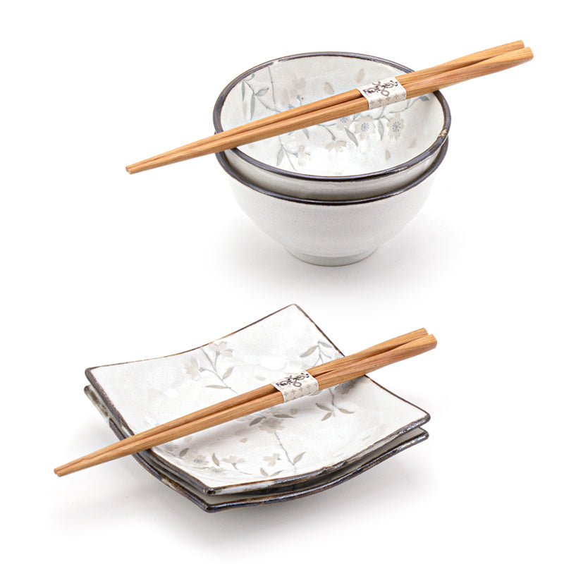 6-Piece Plate & Bowl Set, Gray