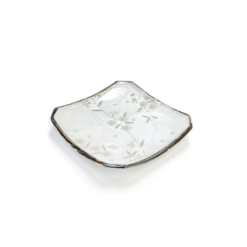 5.5" Square Porcelain Plate, Gray
