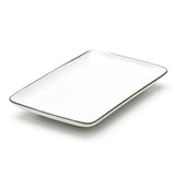 8.25" x 5.25" Rectangular Ceramic Plate, White, Dark Brown