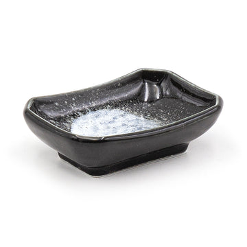 3.5" x 2.5" Rectangular Ceramic Plate, Black, White