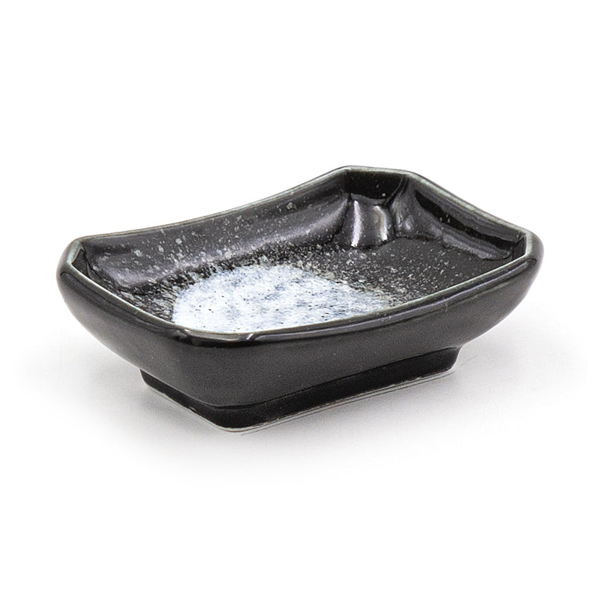 3.5" x 2.5" Rectangular Ceramic Plate, Black, White