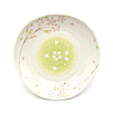 6.5" Irregular Ceramic Plate, Beige, Pink — Sakura Design