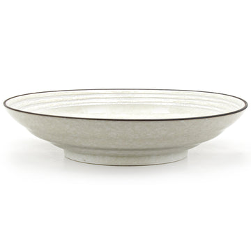 9" Square Ceramic Deep Plate, Beige, Brown — Plum Blossom Design