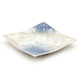 6.75" Square Ceramic Plate, Beige, Blue