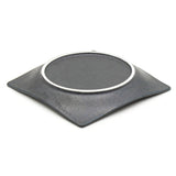 6.75" Square Ceramic Plate, Dark Brown, Blue
