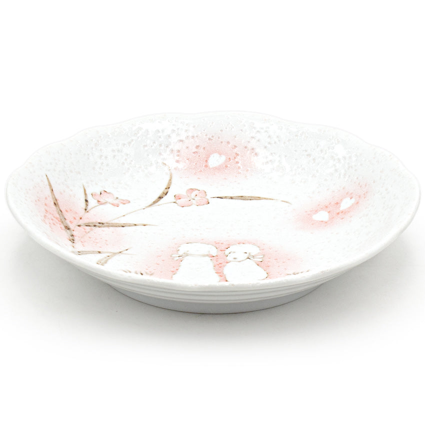 10.35" Ceramic Plate, White, Pink — Puppies Design